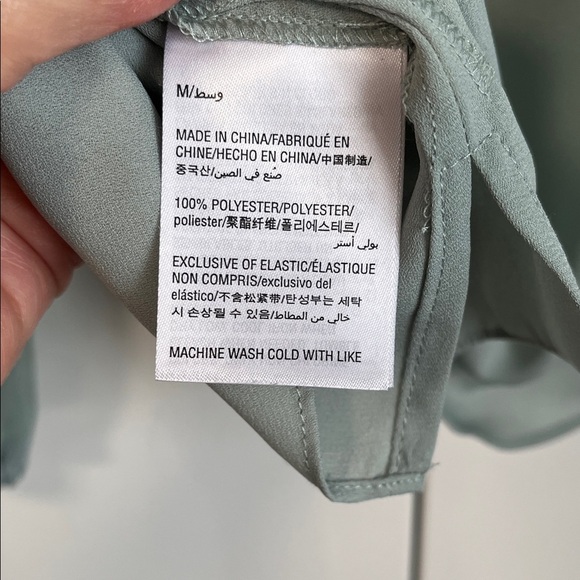 I.N.C NWOT Elegant Sage Green Frill Sleeve Bohemian Women's Blouse, Size M - Picture 9 of 11